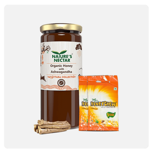 Organic Honey with Ashwagandha 325g + Honeychew Free | Natures Nectar